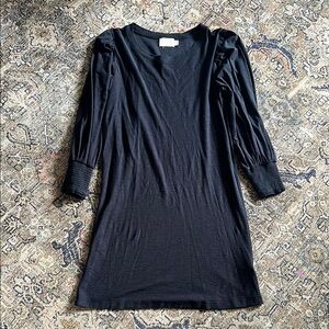Nation Ltd. Dress Womens S Black Puff Sleeve T-Shirt Crew Neck Pima Cotton Solid